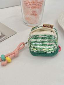 1 chiếc hộp đựng tai nghe dễ thương và di động, túi đựng đồ mini, túi đựng đồ dùng hàng ngày, túi đựng đồ treo, túi đựng đồ - Màu be - Xem 7