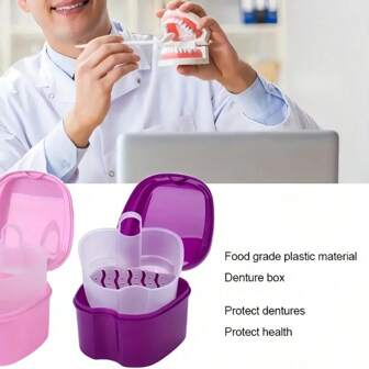 1pc Stylish And Convenient Denture Storage Box With Hanging Capacity, Household Storage Organizer For Desktop, Bathroom, Dresser, Home, Dorm