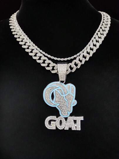 1pc Creative Goat Pendant Necklace, Fashionable Unisex Hip-Hop Punk Necklace Suitable For Party Wear Or Daily Use, 2 Chain Styles Available