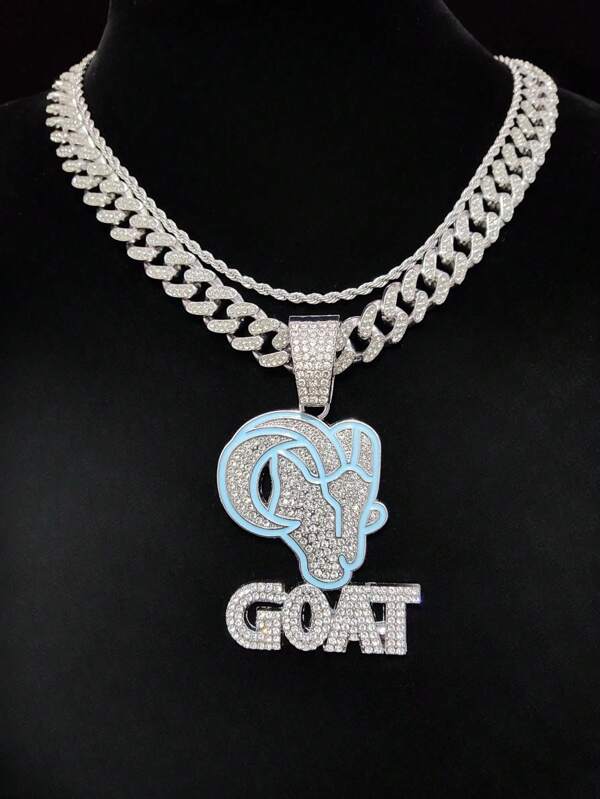 1pc Creative Goat Pendant Necklace, Fashionable Unisex Hip-Hop Punk Necklace Suitable For Party Wear Or Daily Use, 2 Chain Styles Available