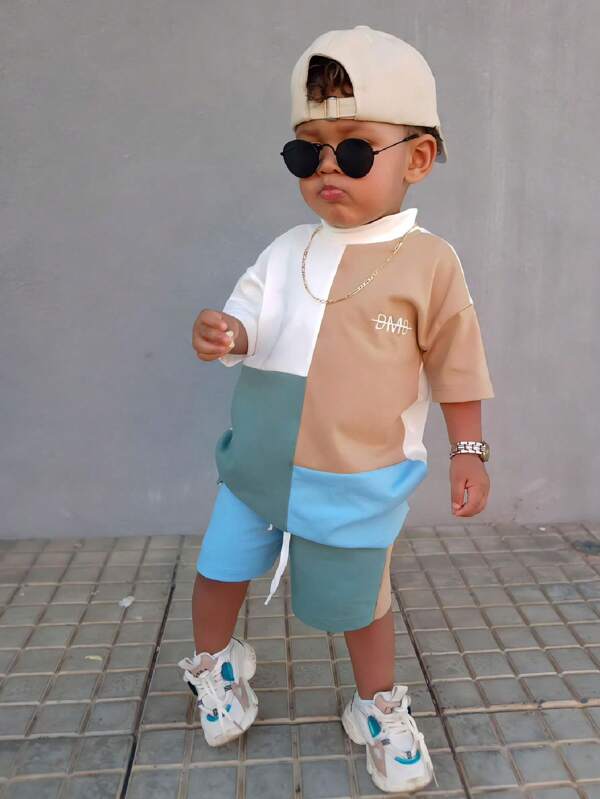 CONJUNTO SHORTS INFANTIL MENINO COLORIDO VERÃO