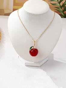 Boucles d'oreilles rétro à la mode, jolies et grandes cerises rouges, et grand collier de cerises pour tenues de bureau, vacances, dîner et fête. Idéal comme cadeau.
