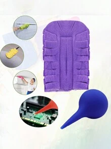 4件套家用清洁套装：防静电除尘器、耳朵清洁球、吹球、超细纤维干湿清洁布，适用于家具、电脑键盘、汽车内饰、数码产品、家用电器和各种缝隙 - 彩色 - 查看 9