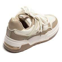 Giày nữ thoải mái, dễ chịu, buộc dây hai tông màu - Màu Khaki - Xem 4