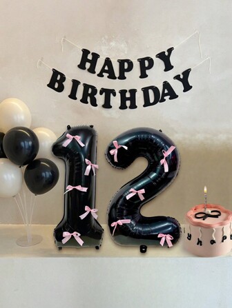 1 ชิ้น บอลลูนดิจิทัลสีดำและชมพูดอกผีเสื้อขนาด 32 นิ้ว เพื่อเฉลิมฉลอง วันเกิดอายุ 18 และ 20 ปี บอลลูนฟิล์มอลูมิเนียม เหมาะสำหรับการจัดตกแต่งงานวันวาเลนไทน์ วันเกิดงานเลี้ยง งานแต่งงาน วันแม่ อุปกรณ์ถ่ายรูป