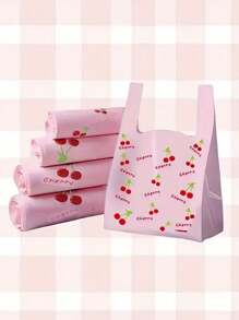 25/50个加厚礼品袋，樱桃图案手提袋，时尚购物袋，婚礼生日派对珠宝配饰包装，小饰品包装袋 - 粉色 - 查看 8