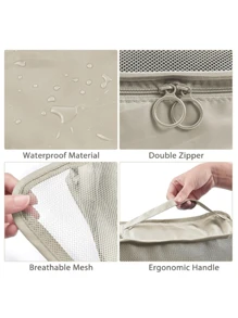 7 Pieces Kit Organizer Bags For Suitcase Clothes Luggage Travel - Beige - View 3