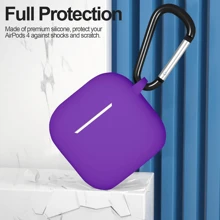 Silicone Protective Earphone Case For AirPds 1,2,3,4 And AirPd Pro 1,2,3 Shockproof Protective Cover With Keychain - Purple - View 3