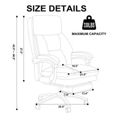 Office Chair Executive Desk Chair Leather Computer Gaming Chairs Comfortable Big And Tall Office Chairs With Footrest - 灰色 - 查看 7