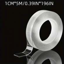 1pc Double Sided Adhesive Tape, Heavy Duty Transparent Washable Ultra-Strong Two Sided Mounting Tape, Strips For Decoration - Clear - View 10