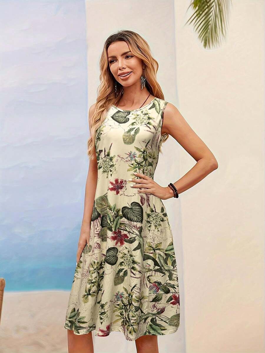 碎花无袖休闲夏季连衣裙