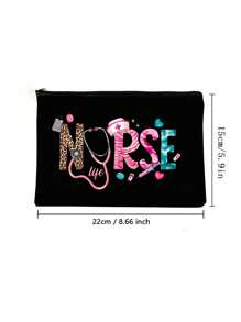 护士化妆包、化妆包、钱包、护理化妆包、送给青少年女性的礼物、护士毕业纪念礼物、送给学校护士、医学生、护理学生的礼物、洗漱包、拉链手机包、铅笔袋、手拿包、教师礼物、女性旅行必备品、女孩礼物、化妆工具收纳包、化妆刷收纳包、化妆包、化妆品收纳盒、化妆品整理盒 - 黑色 - 查看 5