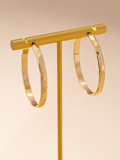 1 Peça Brinco Argola Torcido Folheado a Ouro Estilo Europeu e Americano, Adequado para Uso Diário de Mulheres