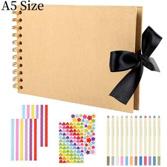 A4/A5 Scrapbook, 30/40 Pages 29.7*21cm Photo Albums Craft Paper, DIY Square Scrapbook Photo Album, Black Thick Kraft Paper Scrap Book For Record Of Memorial Album Gift,Birthday, Anniversary, Graduation Commemoration Gift(Various Sizes)