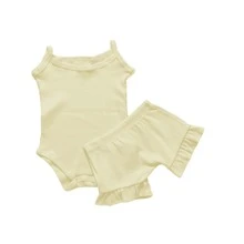 KIT 03 Sets Of Ribbed Straps 100% Cotton For Girls - Màu be - Xem 3