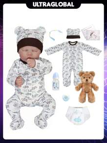 Brastoy Boneco Bebê Reborn 48cm 100% Silicone Com Pelúcia Roupas e Acessórios Completo