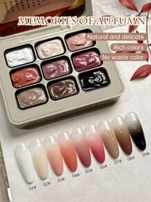 9-Colors Memories Of Autumn Patter Glue Smudges Canned High Saturation Popular Semi-Solid Nail Polish Glue Nail Salon For Special Use - Nhiều màu - Xem 2