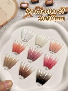 9-Colors Memories Of Autumn Patter Glue Smudges Canned High Saturation Popular Semi-Solid Nail Polish Glue Nail Salon For Special Use - Nhiều màu - Xem 3