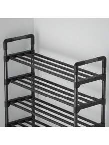 Zapatero metálico de varios niveles - Organizador que ahorra espacio para la entrada, porche, patio, dormitorio, salón - Duradero, fácil de montar, ajustable, diseño compacto para varios tipos de habitaciones, muebles de almacenamiento portátiles - Negro - Ver 6