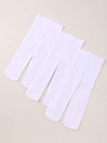 3条装婴儿防滑打底裤，女婴紧身裤，幼儿针织紧身裤 - 白色 - 查看 3