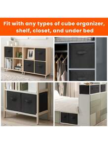 6 Pcs/3 Pcs Storage Box Foldable Uncovered Square Storage Basket Drawer Miscellaneous Basket Wardrobe Clothes - Black - View 9