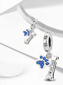 1 pieza Cuentas de plata de ley 925 con lindas huellas de mascotas, adecuado para pulseras y brazaletes de mujer, manualidades de joyería y como decoración diaria a juego con el atuendo para niñas