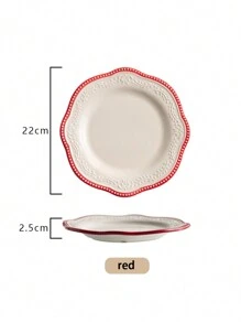 1pc Minimalist French Style Ceramic Plate, 7.8 Inch, Embossed, Heat-Resistant, Vintage Niche Design, High-Quality Dessert, Cake, Breakfast, Fruit Plate, Suitable For Home, Dining Room, Hotel, Cafe