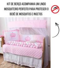 Crib Protector Kit With American Braid Embroidery For Boy And Girl 10 Pieces - Công chúa hoàng gia màu hồng - Xem 8