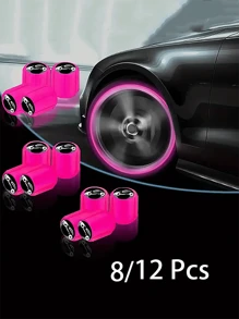 12/8 szt. fluorescencyjnych nasadek na wentyle opon - rozświetl swój samochód tymi wyjątkowymi prezentami samochodowymi!