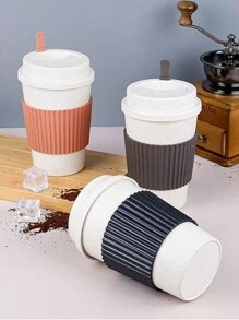 一款塑料麦秆咖啡杯，颜色多样，易于清洗，配有搅拌棒，是上班族和学生的优质之选。 - 顏色隨機 - 查看 3