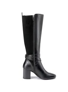Women's  Chunky Heel Knee-High Boots Block Heel Pull On Side Zipper Comfortable Fashionable Buckle Riding Boots - 黑色 - 查看 7