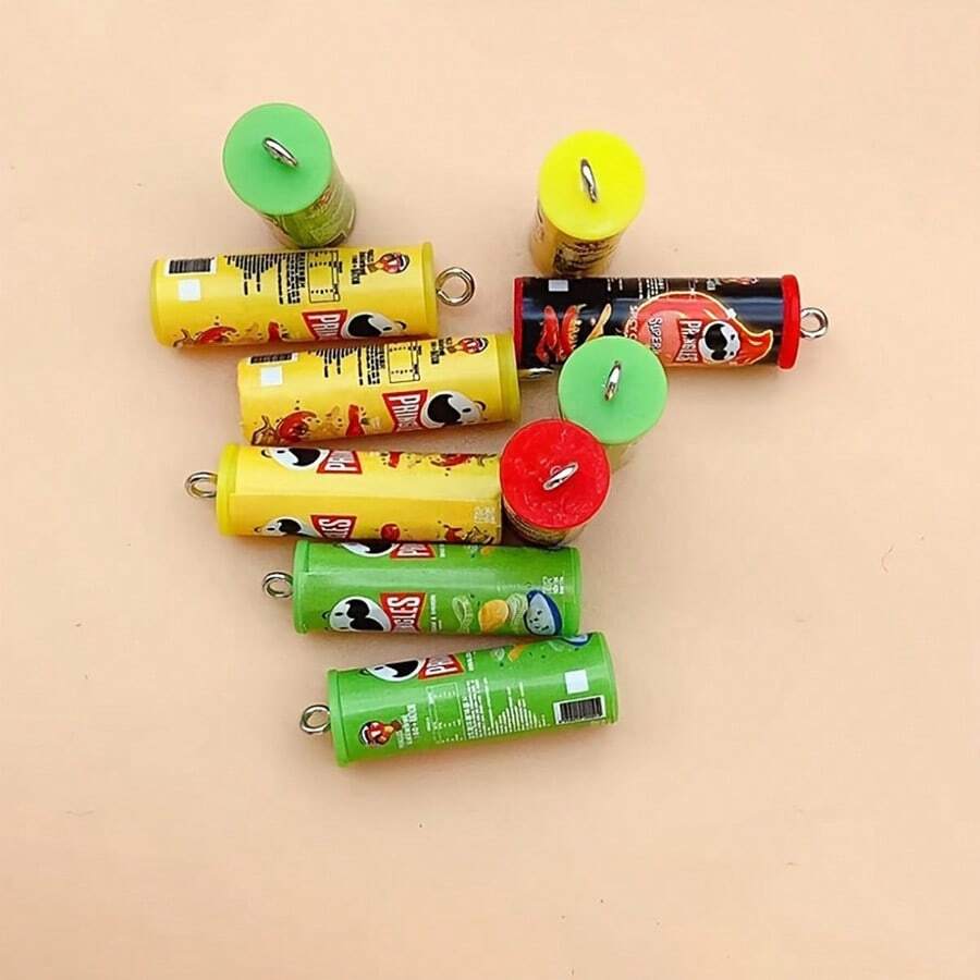 10 件 3D 薯片桶树脂饰品 - 非常适合耳环、手链和钥匙扣 DIY 珠宝 - 随机混合 - 彩色 - 查看 1