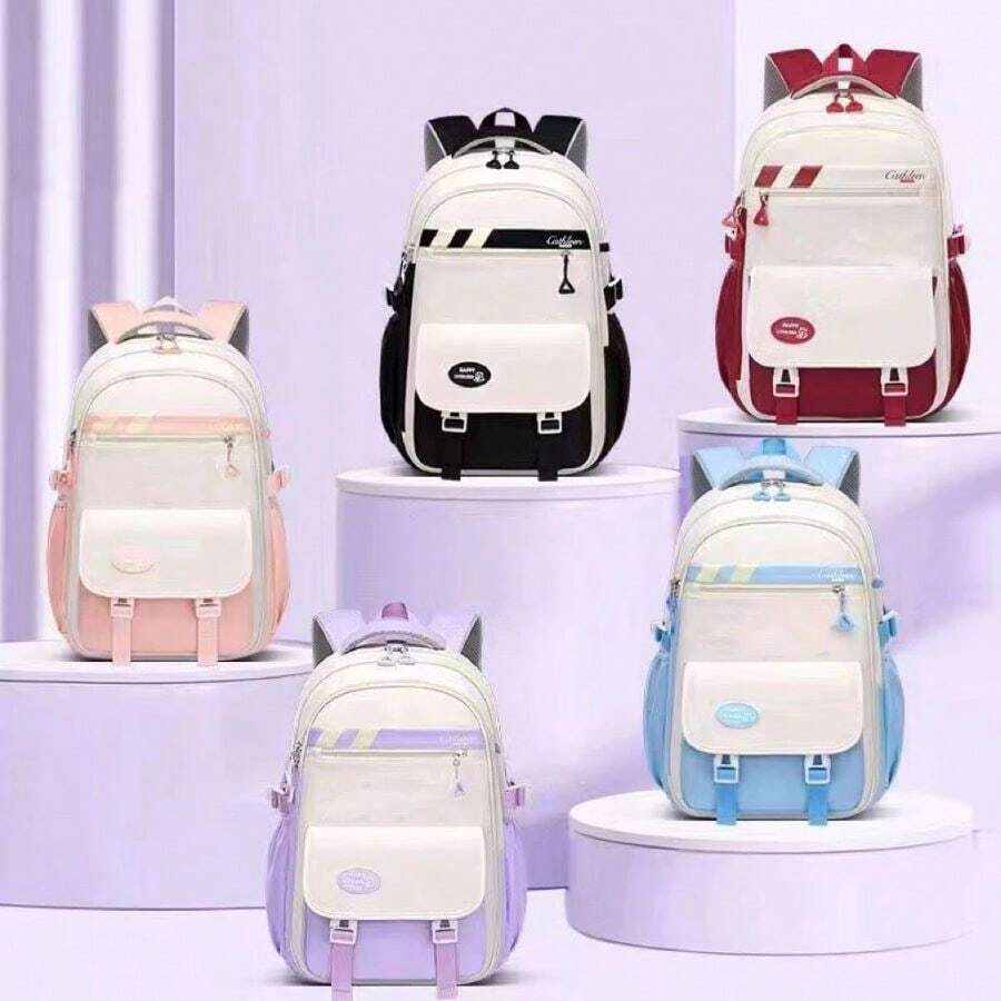 Large Capacity School Backpack For Student Women Men Unisex Waterproof - 紫色 - 查看 1