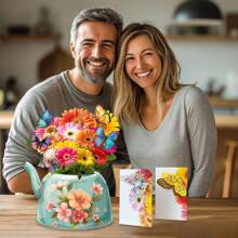 Tarjetas de felicitación con flores pop-up, mariposa láser y sobres - Tarjetas de felicitación en 3D de 12 pulgadas con mensaje en blanco, regalos, tarjetas de cumpleaños y de agradecimiento