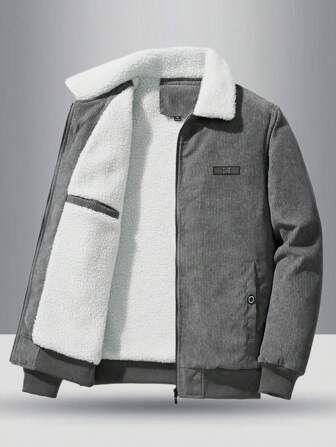 Tonårspojkar Enfärgad värmefodrad varm luvjacka med dragkedja för vintern, med brevtryck