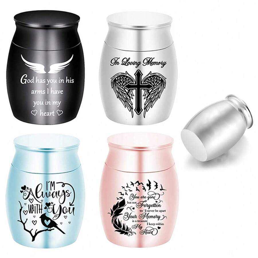 Urnas conmemorativas pequeñas para cenizas - 4 colores, mini juego de mini urnas de aluminio, urna de cremación para cenizas, soporte para cenizas, urna pequeña para familia y seres queridos