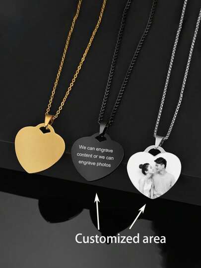 herzförmige gravierte Foto-Halskette - perfektes Geschenk für ihn/sie, Mutter, Schwester, beste Freundin - elegant und schlicht