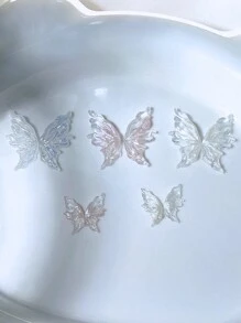 50pcs Mix Aurora Multicolor 3D Butterfly Nail Art Resin Nail Decorations For Press-On Decorations On Gel Nails DIY Nail Jewelry Nail Gem Nail Supplies