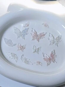 50pcs Mix Aurora Multicolor 3D Butterfly Nail Art Resin Nail Decorations For Press-On Decorations On Gel Nails DIY Nail Jewelry Nail Gem Nail Supplies