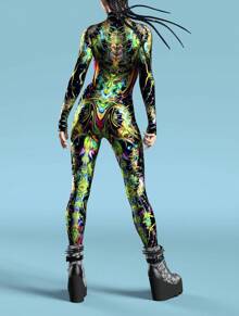 3D Print Multicolor Fantasy Spandex Bodysuit Womens Camouflage Halloween Cosplay Party Costume Halloween Costumes And Christmas Performance Outfits - Nhiều màu - Xem 5