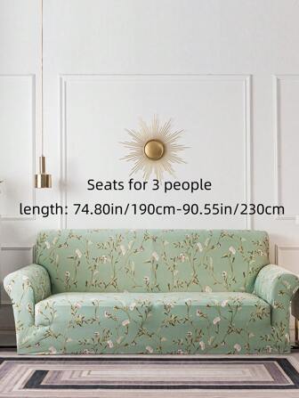 1 pieza Funda de sofá elástica tipo cobertor completo con estampado floral de seda de leche, antideslizante y resistente al polvo, apta para mascotas, para uso en todas las estaciones