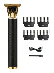 Professional Black Hair Cutting Kit For Men, Professional Hair Clipper+T-Cut Trimmer, USB Fast Charging+LCD Digital Display, Easy To Cut Hairstyles,Battery Capacity: 1500mAh+600mAh