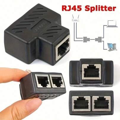 RJ45 Network 3-Way Splitter, LAN Cable Divider, One To Two Adapter