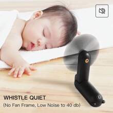 JISULIFE Portable Fan With 4500 MAh Power, Maximum Run Time 46 Hours, Rechargeable Fan, Battery Powered Or USB Powered Folding Mini Fan, 3 Speed, Enhanced Airflow, Pocket Quiet Fan, Travel/Summer/Music Festivals Gift For Men And Women - màu đen - Xem 6
