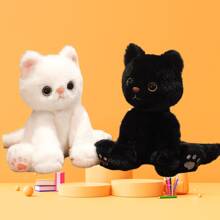 新款可爱仿真猫毛绒玩具，逼真毛绒猫娃娃毛绒动物，青少年创意礼物，家居装饰
