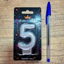 2 Number Birthday Candles Silver Glitter Shine - 50 años - Ver 4