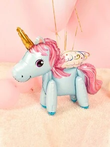 3D Cartoon Unicorn & Pony Helium Balloon For Birthday Party Decorations - Multicolor - View 5