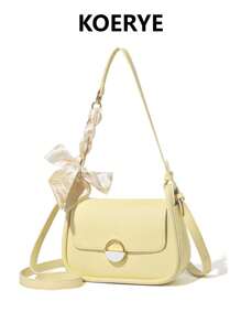 1 chiếc khăn quàng cổ hoa cao cấp, túi đeo vai đa năng dành cho phụ nữ và trẻ em gái, lý tưởng để mặc hàng ngày, mua sắm và du lịch - Màu Mù tạt vàng - Xem 1