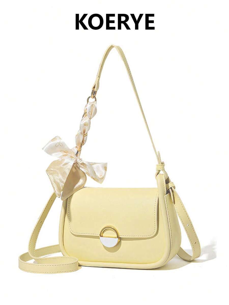 1 chiếc khăn quàng cổ hoa cao cấp, túi đeo vai đa năng dành cho phụ nữ và trẻ em gái, lý tưởng để mặc hàng ngày, mua sắm và du lịch - Màu Mù tạt vàng - Xem 1