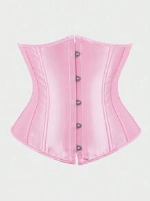 Underbust Corsets For Women,Corset Belt Tummy Control Lace Up Satin Corset,Under Boob Corset Women's Lingerie & Shapewear - Hồng - Xem 1